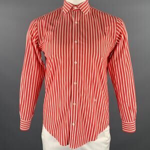 SERGE BLANCO Red White Stripe Pointed Collar Long Sleeve Shirt